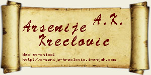 Arsenije Kreclović vizit kartica